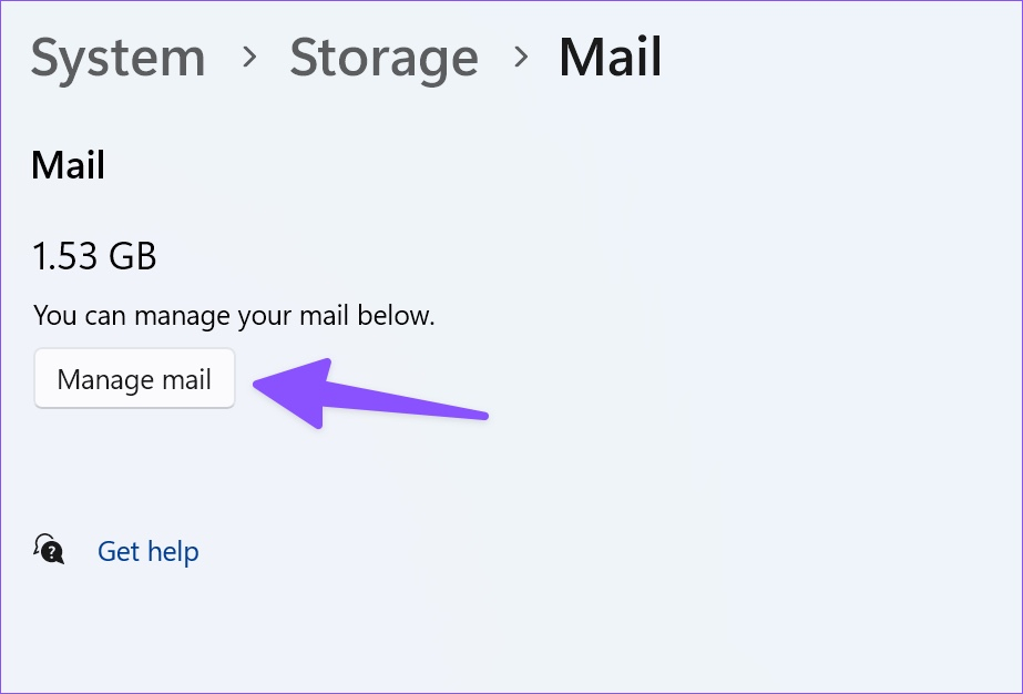  روی Manage mail کلیک نمایید.